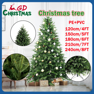 GD Christmas Christmas tree 4ft/5ft//6ft//7ft//8ft PE&PVC Pointed Tree Xmas Decor Artificial Green Xmas Tree