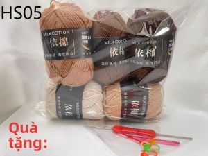 Bộ 5 Sợi Len Giáng Sinh Nhiều Màu Sắc Len Cotton Sữa Chải Kỹ Dùng Để Móc Đan Làm Đồ Thủ Công Tự Làm Làm Áo Len Khăn Quàng Cổ
