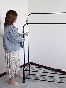 Foldable Easy-Install  Double Rod Clothes Drying Rack