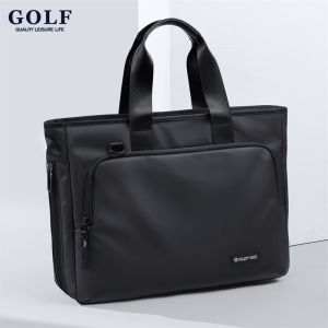 กระเป๋าเอกสารผ้าไนลอนกันน้ำคุณภาพกอล์ฟสำหรับผู้ชายกระเป๋าคอมพิวเตอร์16นิ้วกระเป๋าถือสตรีใส่9.7ในไอแพดของผู้ชายกระเป๋าเอกสารได้หลายชั้นแบบผ้าออกซ์ฟอร์ดมีซิป Tali Bahu ถอดออกได้