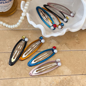 Korean Style Blue Rhinestone Hair Clip Square Candy Shape Side Bangs Hair Accessories Fashionable Hairpins for Women