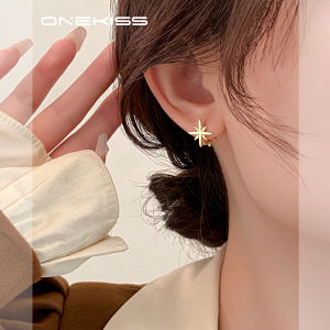 Fashionable Double-Sided Eight-Star Womens Earrings Luxury Niche Design Hoop Earrings Alloy Silver Gold Plated Star Moon Cloud Universe Theme