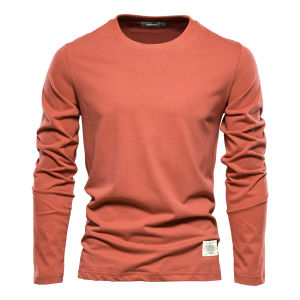 100% Cotton Long Sleeve T shirt For Men Solid Spring Casual Mens T-shirts High Quality Male Tops Classic Clothes Mens T-shirts