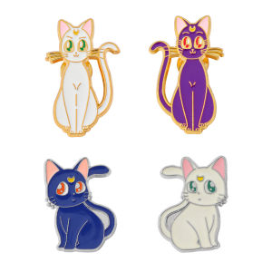 4 Pcs Exquisite Cartoon Cute Kitty Brooch Creativity Character Enamel Pins Badge Clothes Jewelry Accessories Gift