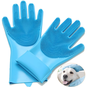 Two-in-one silicone heat-resistant gloves with high-density toothed design suitable for kitchens bathrooms cars and cats and
