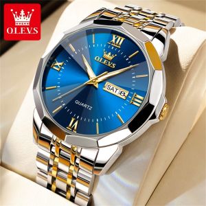 OLEVS Watch For Mans Original Waterproof Luminous Calendar High FASHION Male Clock Stainless Steel Quartz Man Watches