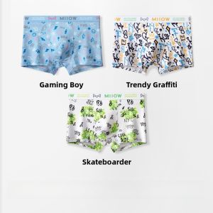 miiow | Adolescent Boys Antibacterial Modal Cotton Boxer Shorts Comfortable Developmental Stage Underwear For Junior And High School Students