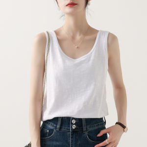 MOCHU | New Lightweight Breathable White Summer Cotton Spaghetti Strap Camisole
