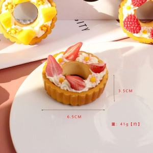 1PCS Strawberry Bread Tea Cake Model Dessert Table Decoration Food Sample Arrangement Refrigerator Magnet Prop