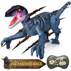 2.4GHz Remote Control Dinosaur Simulation Walking Velociraptor Robot Toy Electronic RC Dinosaur Toys Gift for Boys Girls