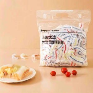Disposable Food Grade Kitchen Fridge Leftovers Plate Cover with Elastic Mouth -Keeping Film Sleeve for Home Use
