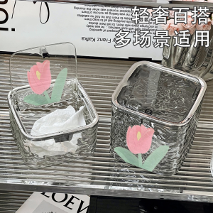 กล่องเก็บเครื่องประดับผมแบบใสอะคริลิกสำหรับเด็ก กล่องเก็บของสำหรับโต๊ะทำงาน กล่องเก็บของสำหรับเด็กผู้หญิง ยางยืด คลิปผม กล่องเก็บของแบบใส