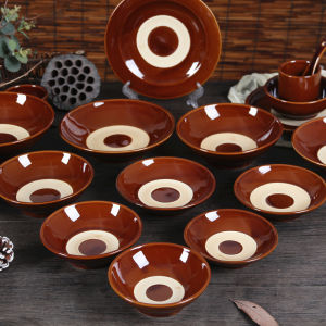 สินค้าใหม่ชามข้าวเซรามิกใช้ในเชิงพาณิชย์ทำเก่าแนววินเทจชามใส่น้ำแบบสร้างสรรค์ชามใส่เหล้าชามนึ่งข้าวชามใส่เครื่องปรุงชามใส่ซอสแบบพิเศษ