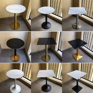 Modern Minimalist Rock Plate Dining Table for Hotel Tea Shop Cafe round Table Furniture Assembly Required Solid Wood Table