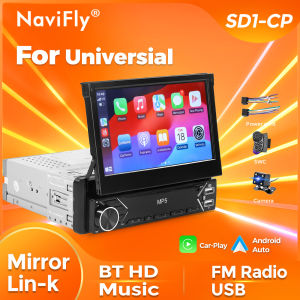 7" Retractable MP5 Player Car Radio 1 Din Wireless Carplay Android Auto Multimedia Player FM BT Mirror Link Universal Autoradio