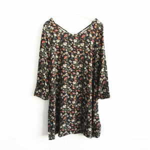 ชุดเดรสยาวแขนยาวหลวมๆ สไตล์หวาน ทรงเอ กระโปรงสั้น คอตั้ง แขนยาว ฤดูใบไม้ผลิ ฤดูใบไม้ร่วง ฤดูหนาว ผ้าฝ้ายผสมโพลีเอสเตอร์