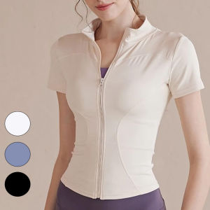 Women sport wear Slim Fit Polyester Quick-drying Full Zip Outdoor Fitness Running Tights Short Sleeves Womens Yoga Wear