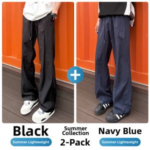 Paul Frank | Black Flared Lightweight Ice Silk Straight Leg Casual Pants