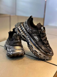 Mens Casual Shoes 2025 New Autumn Trendy Brand Retro Thick Bottom Heightening Sports Leisure Black Samurai Tire Old Dad Shoes