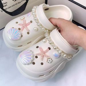 16/18 Chiếc Sao Biển Màu Hồng & Ngọc Trai Vỏ Trắng Crocs Phụ Kiện Trang Sức Tinh Tế Quà Tặng Trang Trí Cho Giày