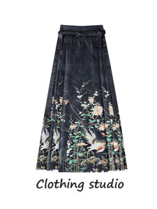 New Chinese Style Printed Half Skirt Womens Summer New National Trend Hanfu Meat Covering Slimming Small Size Matching Skirt