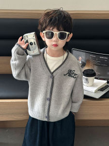 เสื้อสเวตเตอร์ถักนิตติ้งฤดูใบไม้ร่วงสำหรับเด็กชาย 2025 ใหม่ เสื้อคาร์ดิแกนถักนิตติ้งลำลองสำหรับเด็ก ฤดูใบไม้ผลิและฤดูใบไม้ร่วง เสื้อคลุมกันหนาวสำหรับเด็ก