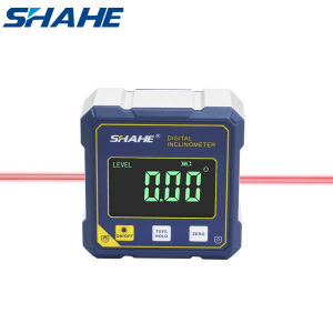 SHAHE Inclinomer ดิจิตอลแบบชาร์จไฟได้ เครื่องค้นหามุมไม้โปรแทรกเตอร์ขนาดเล็กพร้อมเลเซอร์คู่ เกจวัดมุมแม่เหล็กที่แข็งแกร่ง 4 ด้าน