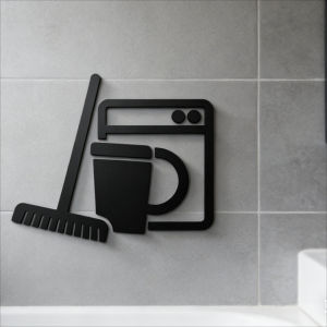 CIFbuy | 3D Acrylic Laundry Sign Self Adhesive Modern Washing Room Wall Decor