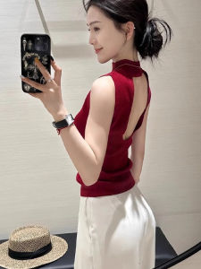 chaqi | Áo ba lỗ không tay hở lưng gợi cảm phong cách Mỹ dành cho nữ mùa hè thiết kế cổ treo ôm vừa vặn tôn dáng