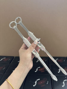 Boshang Home 304 Stainless Steel Korean Style BBQ Clamp Kitchen Food Clamp BBQ Special Long Steak Bread Clamp