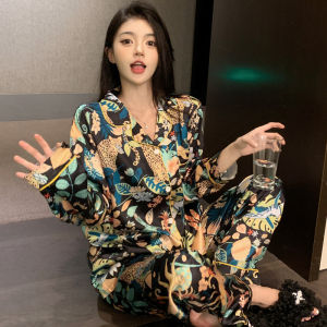 ส่งฟรี เข้าใหม่ ชุดนอนผ้าซาติน ไหมแพร ผ้าลื่น ใส่สบาย 2ชิ้น เสื้อแขนยาว+กางเกงขายาว ลายชะนีน้อยไซส์ใหญ่มีขนาดเดียว สินค้าในไทยเก็บคูปองส่งฟรี