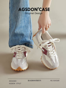 Agsdon Womens Sport Shoes Thick Bottom Agan Style Casual Fashionable All-Match Waffle Design Autumn New Arrival