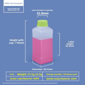 Thickened Food Grade Square Bottle 1000ml Chemical Water Disinfection Alcohol Storage Container Empty Bottle for Home Use