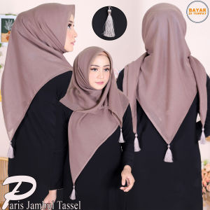Hijab Segiempat Paris Jambul Tassel Jilbab Anti Baday Kerudung Anti Mleyot Terbaru Warna Terlengkap