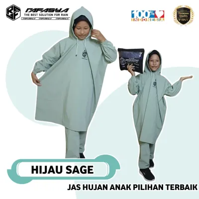Jas Hujan Anak Anak Usia 7-12 Tahun Unisex Ponco Setelah Bahan PVC Premium By Rafasya