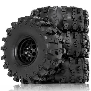 4pcs RC 2.2 Beadlock Wheel Rims & Rubber Crawler Tire for 1/10 RC Crawler Axial SCX10 RBX10 Wraith 90048 90018 Traxxas TRX4