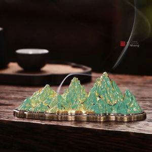 Hộp Đựng Nhang Ngang Kiểu Trung Quốc Bằng Kim Loại Giả Cổ Đế Đốt Trang Trí Dùng Trong Nhà Phòng Khách Trị Liệu Bằng Hương Thơm