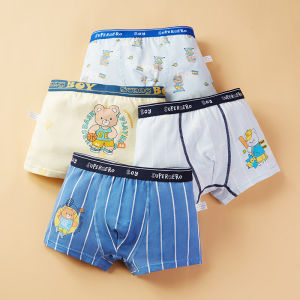 KUCHAR 4pcs Underwear For Boys Class A Cotton Cute Cartoon Pattern Boxer Shorts Antibacterial Panties For 2-14 Years Kids