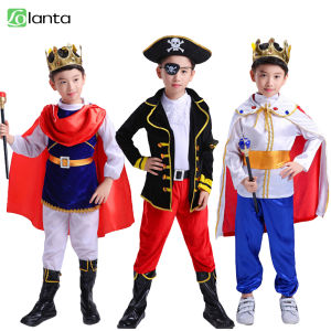 LOlanta Pirate Prince Role Play Costume Set for Kids Boys Halloween Prince Crown Charming Costume Cosplay Party King Outfits 3-11Years