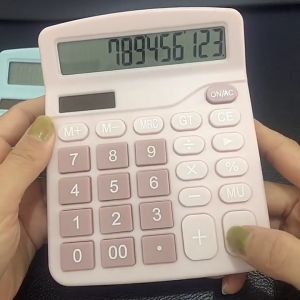 2 ระบบ ถ่านหรือแสง เครื่องคิดเลขปุ่ม 12Digits Calculator ลดค่า ลดคำสั่ง