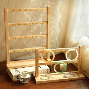 Wooden Jewelry Earring And Bracelet Hook Display Stand Storage Organizer with Key Ring Hook Real Wood Ear Studs Ring Holder