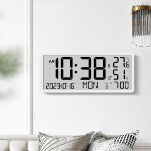 LIWAN | Modern LCD Wall Clock Large Screen Alarm Clock
