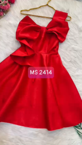 MyDu Shop | Đầm Dự Tiệc MS 2414 – Thiết Kế Một Vai Nơ To Tinh Tế Chất Tapta Sang Trọng