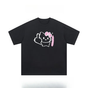 Sanrio | Miniso 2026 Hello Kitty Coffee Printed Couple T-shirt Casual Loose Round Neck Short-sleeve Fashionable Streetwear Clothing Top