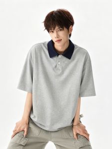 OULUDE | Color Block College Style Short Sleeve POLO Shirt