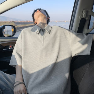 Áo Thun Polo Tay Ngắn Có Khóa Kéo Cổ Polo Nam Thiết Kế Mỹ Thời Trang Mùa Hè Thường Ngày Polyester 100% Áo Thun Thường