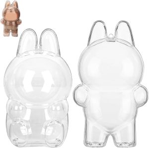 V1 V2 V3 V4 Case For LabubuProtective Keychain for Doll Have a Seat Transparent PVC Case Doll Protector Cover and Dust Cover