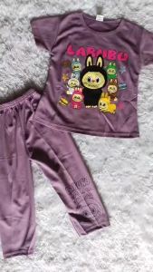 Setelan anak perempuan labubu viral celana panjang bahan voxy premium untuk anak usia 1-9 tahun