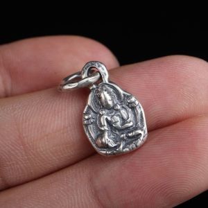 S925 Retro Silver Craft Green Tara Hanging Piece Pendant Tibetan S925 Silver Sterling Silver Mother Buddha Small Pendant