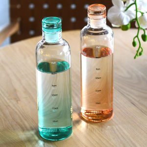 YoPo 500ml Plastic Bottle Portable Colorful/Transparent Creative Time Mark Water Cup